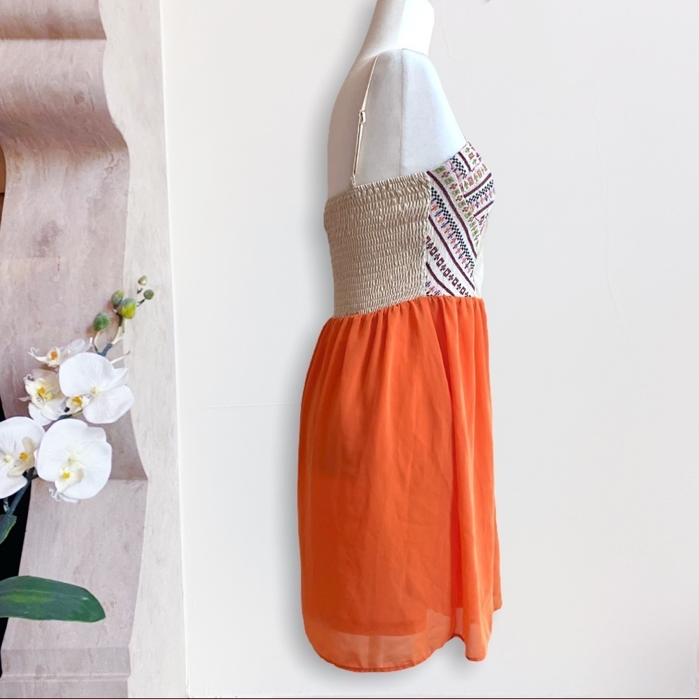 Flying Tomato Boho Embroidered Bustier Corset Top Orange Summer Dress Small - Picture 3 of 15